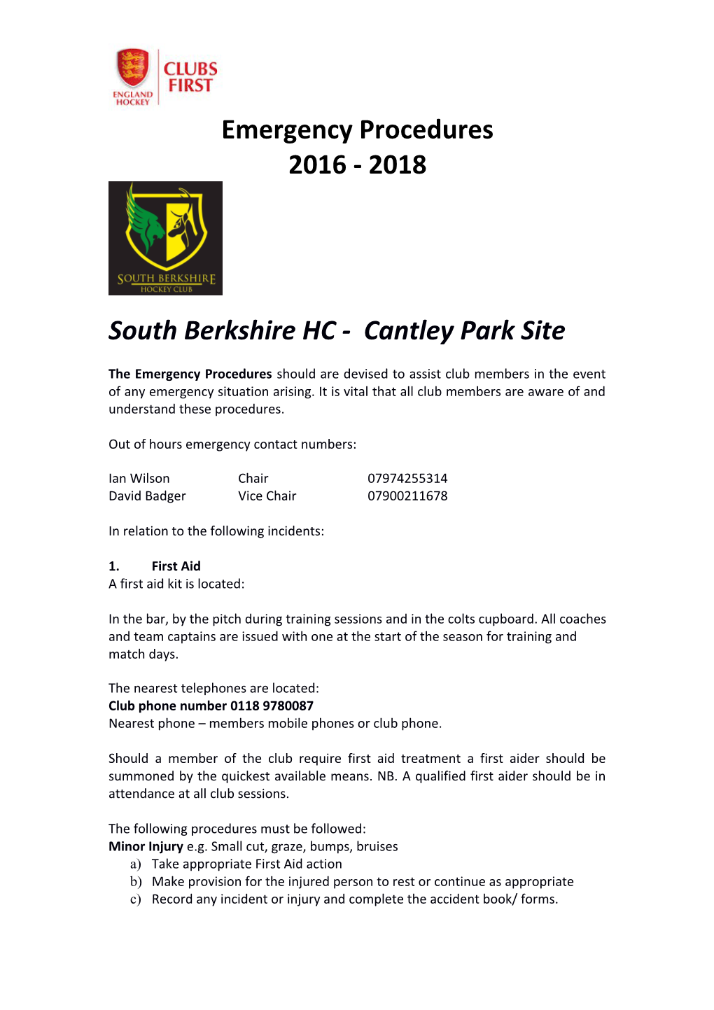 South Berkshire HC - Cantley Park Site