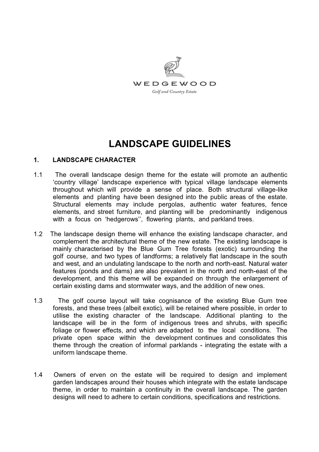 Pinnacle Point Landscape Guidelines