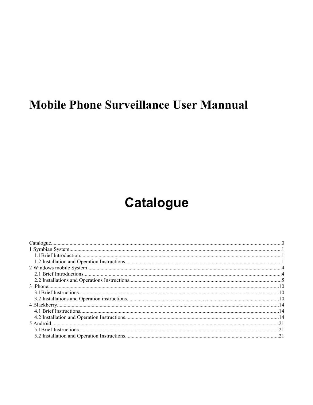 Mobile Phone Surveillance User Mannual