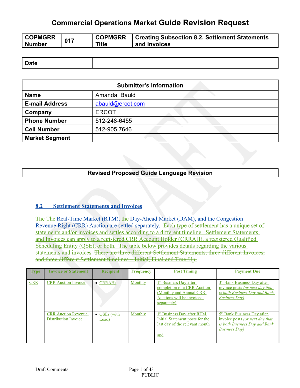 8.2Settlement Statements and Invoices