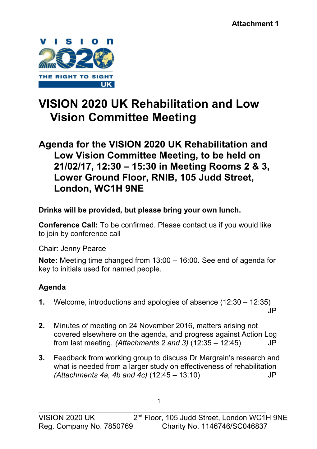 VISION 2020 UK Rehabilitation and Low Vision Committee Meeting