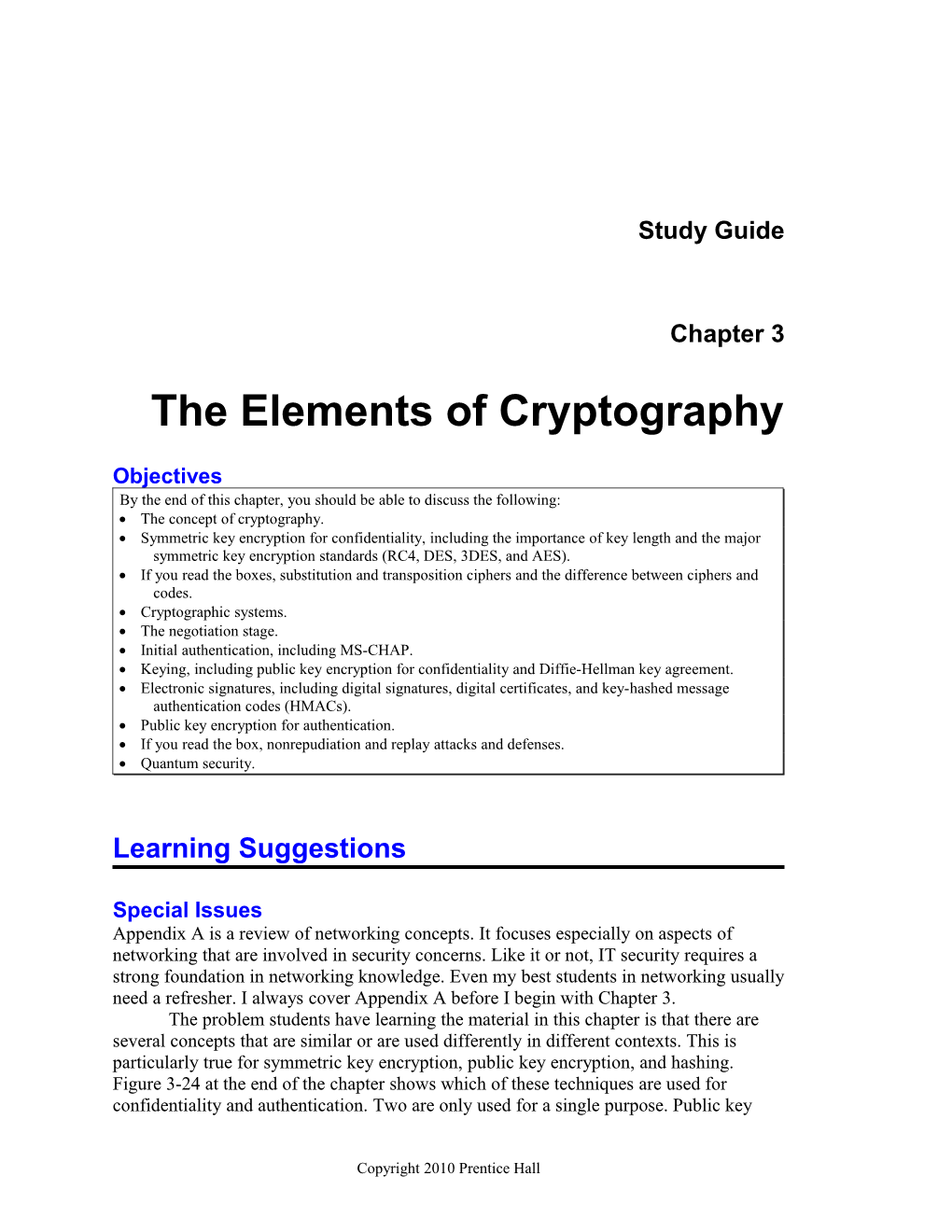 Chapter 3: the Elements of Cryptography