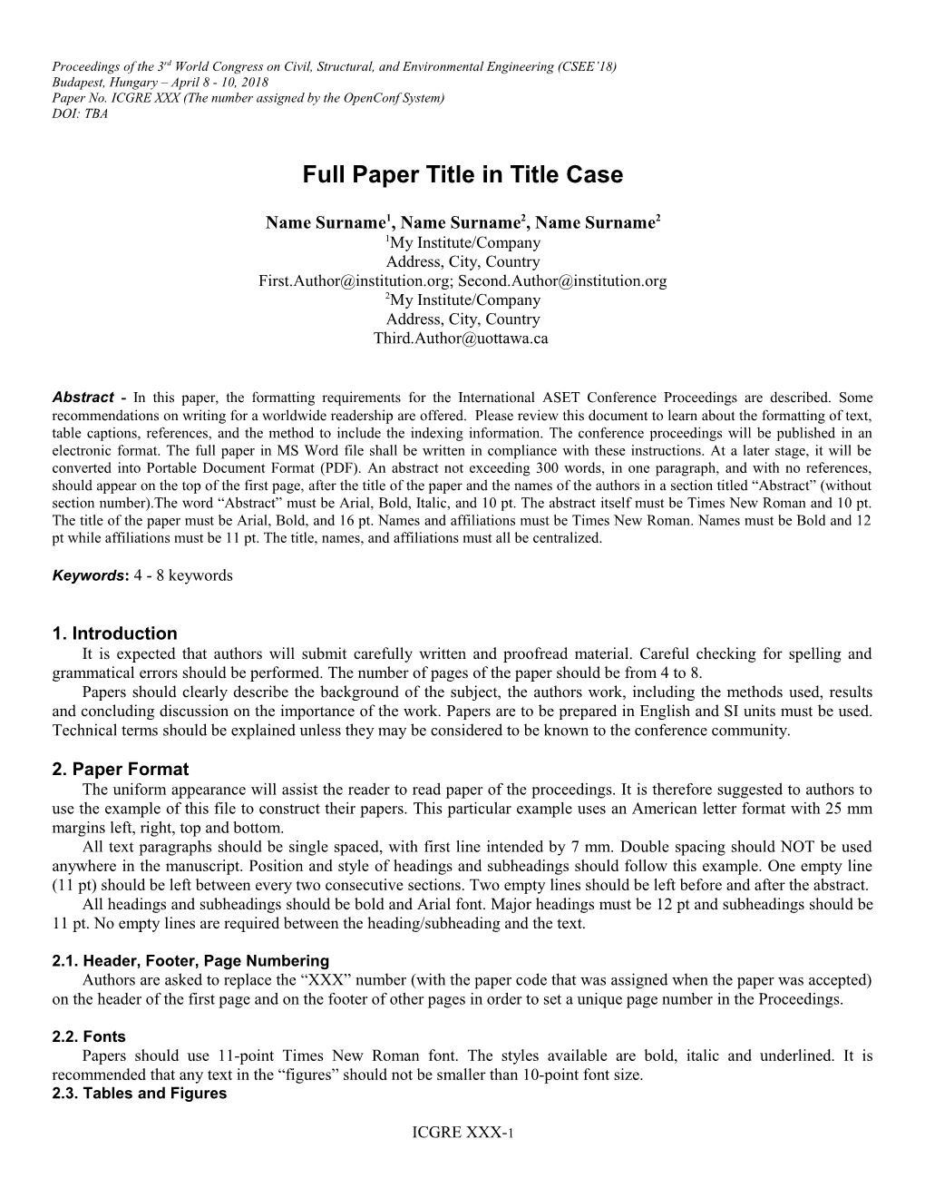 Conference Full Paper Template