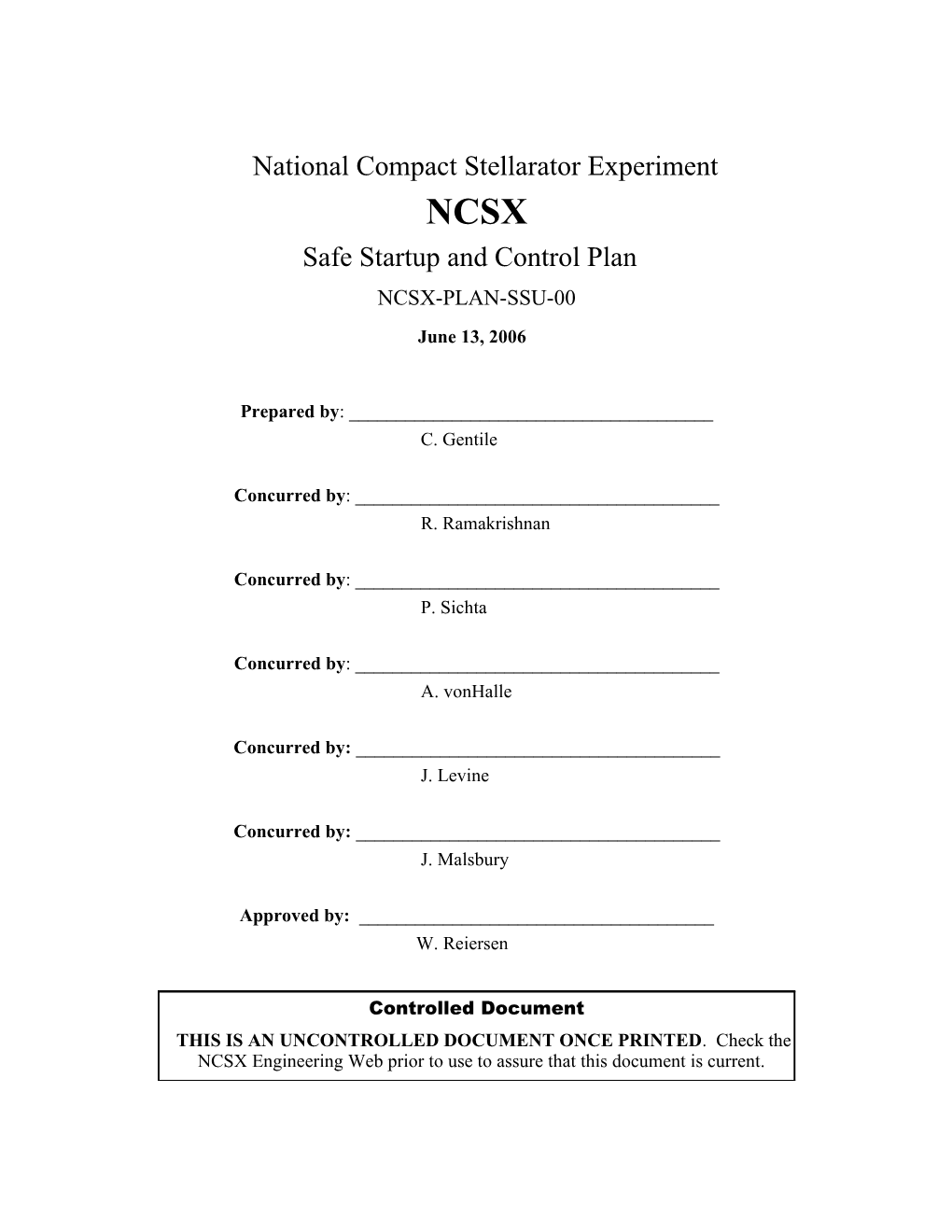 NSTX Documentation & Records Plan s1