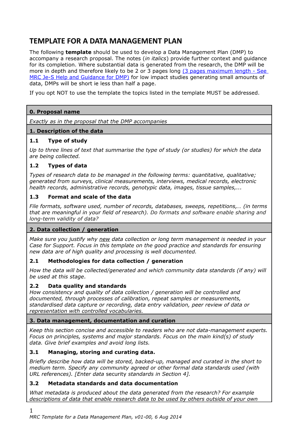 MRC Data Management Plans