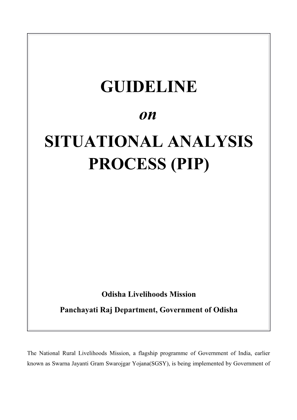 Situational Analysis Guideline