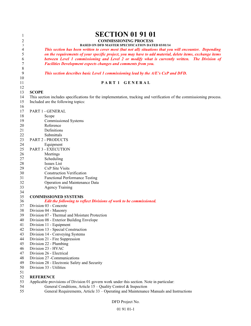 Commissioning Process