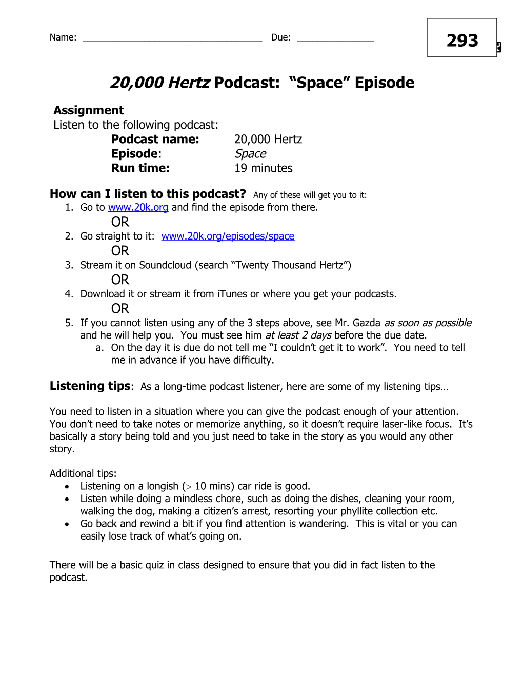 20,000 Hertz Podcast: Space Episode