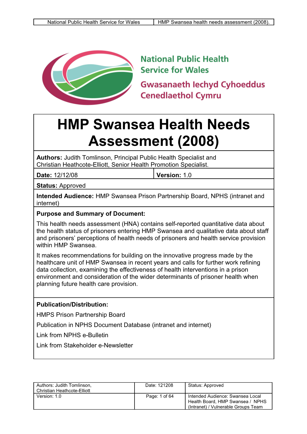 Produced by Swansea Local Public Health Team