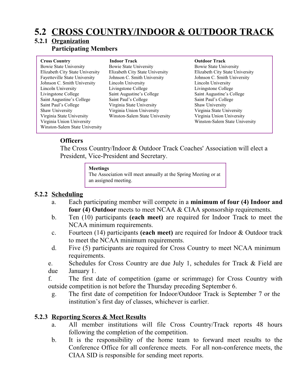 5.2 Cross Country/Indoor & Outdoor Track