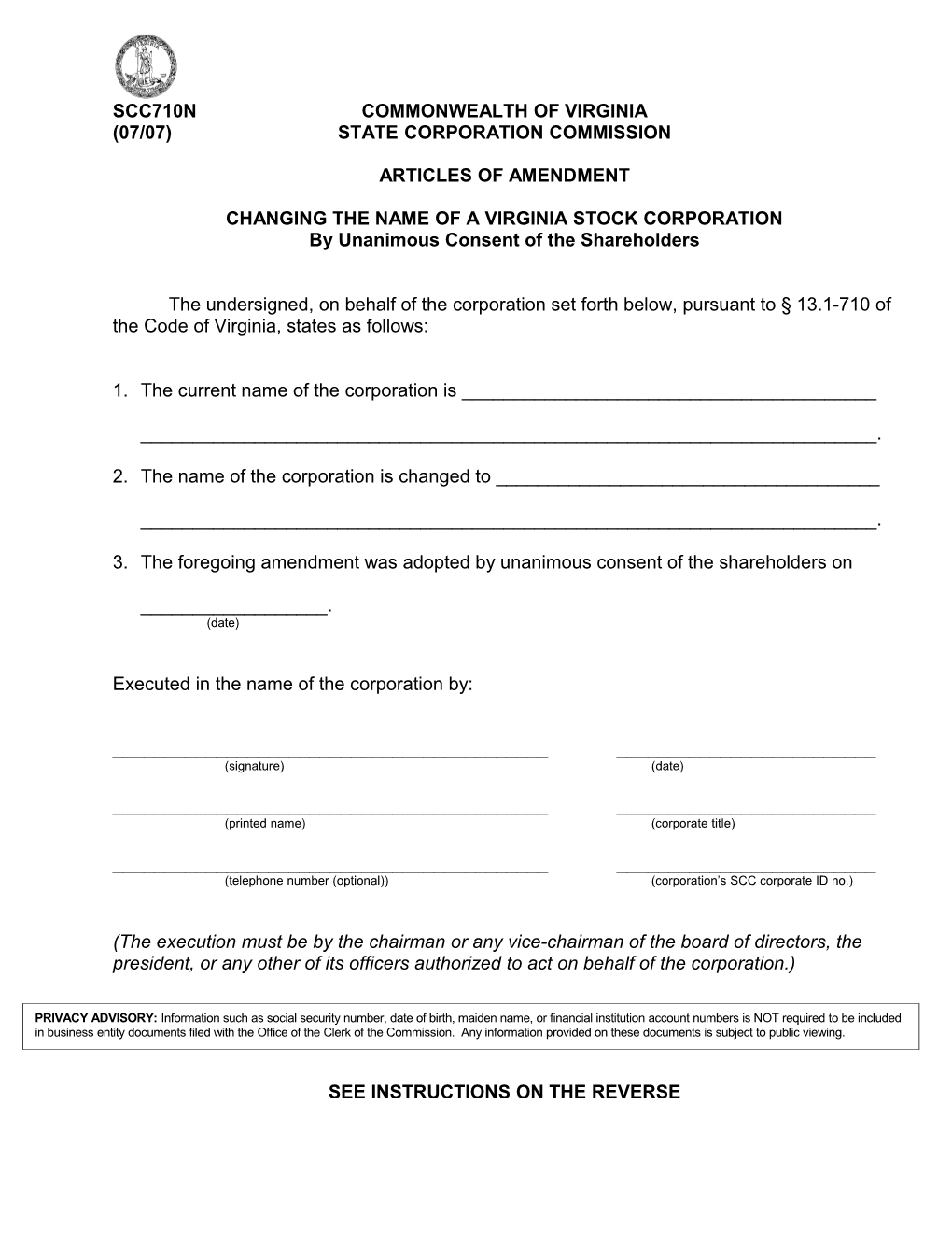 Articles of Amendment