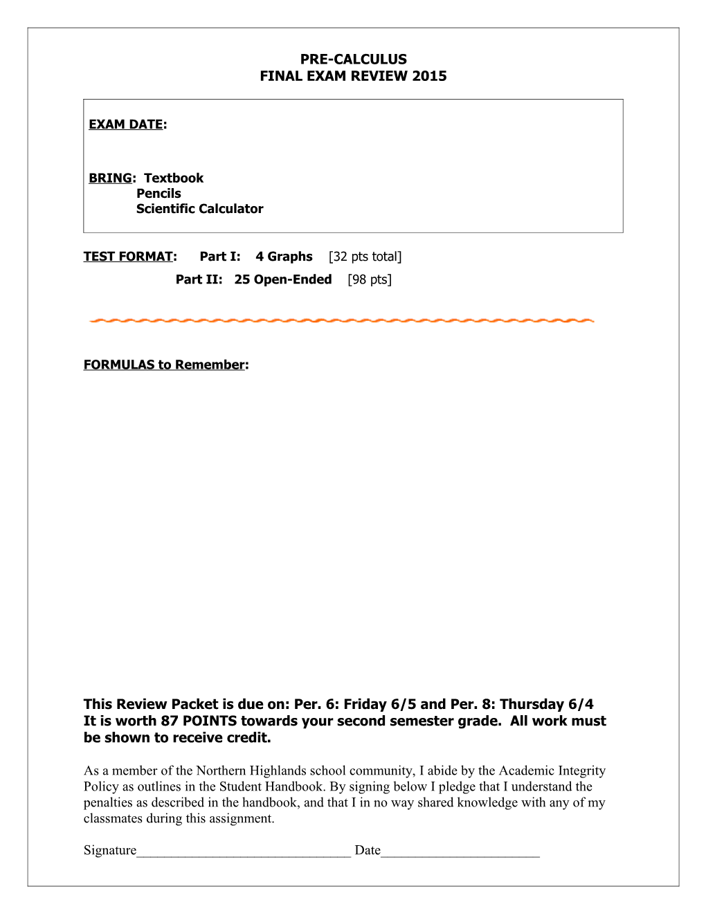 Final Exam Review 2015