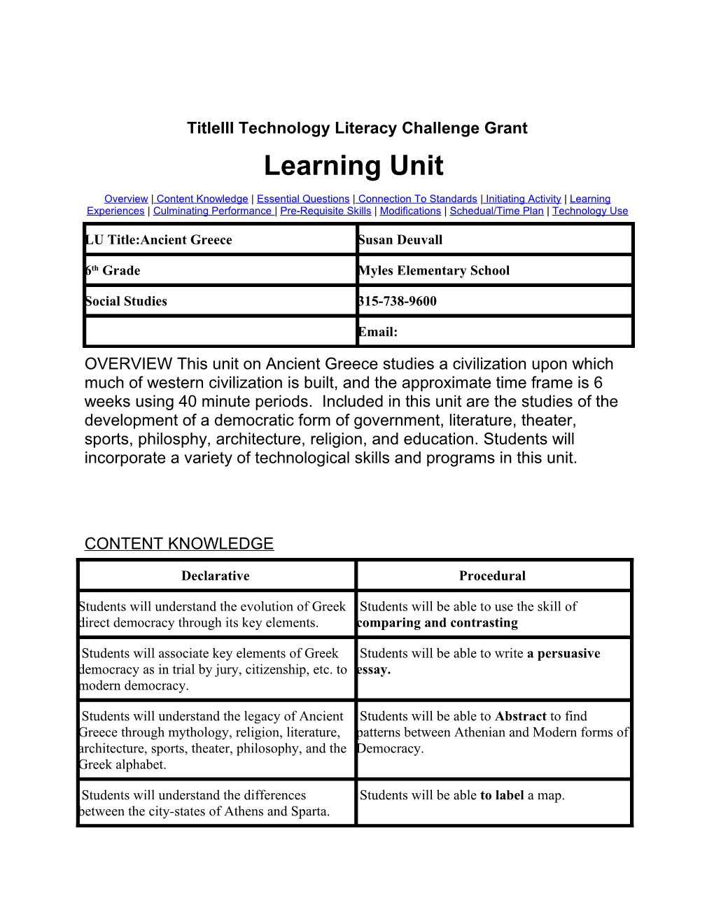 Learning Unit Title