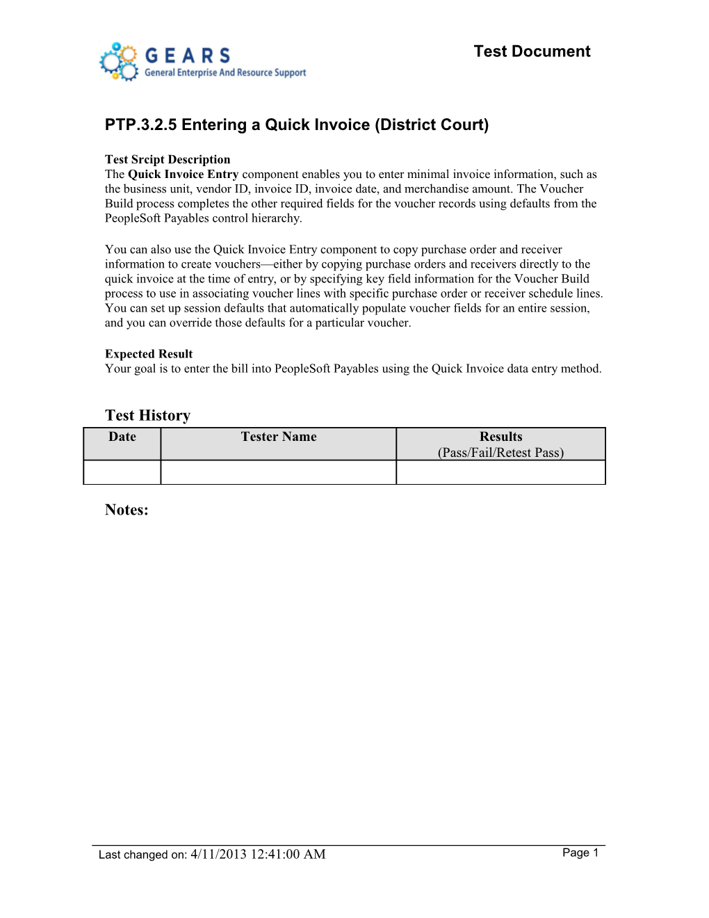 PTP.3.2.5 Entering a Quick Invoice (District Court)