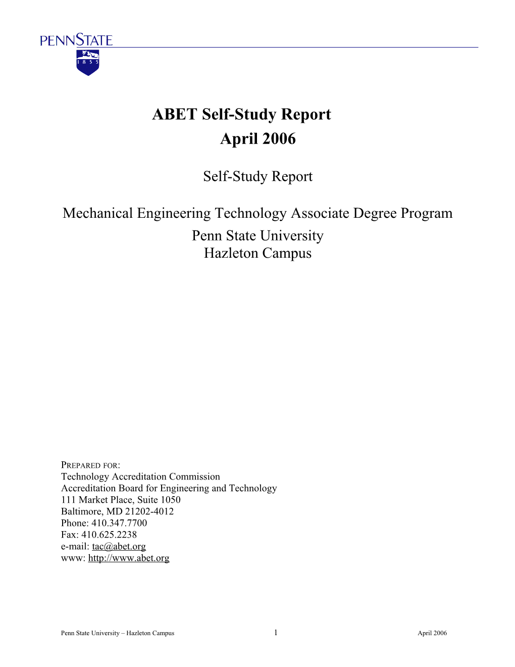 TAC Self-Study Questionnaire