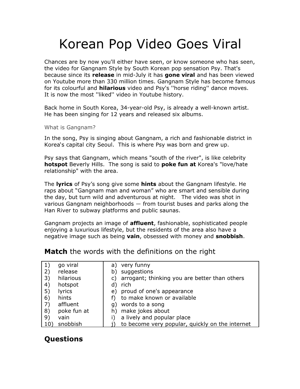 Korean Pop Video Goes Viral