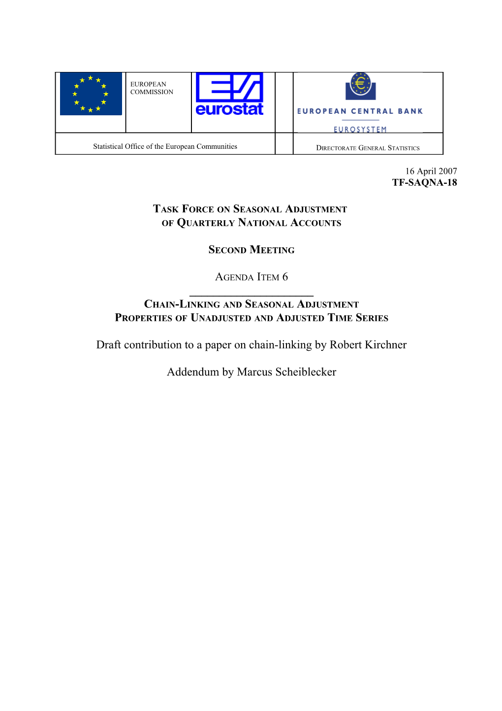 Task Force on Seasonal Adjustment of Quarterly National Accounts