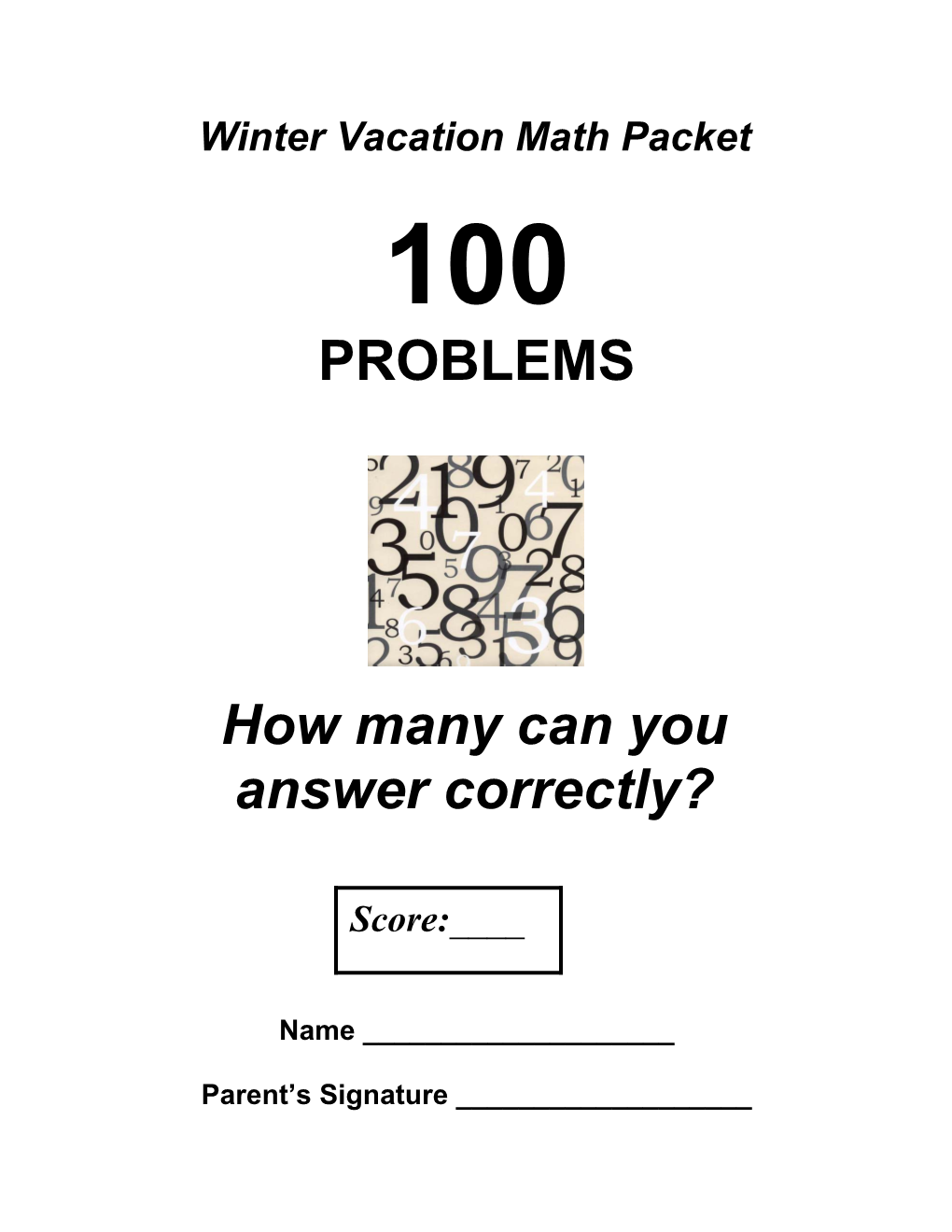 Winter Vacation Math Packet