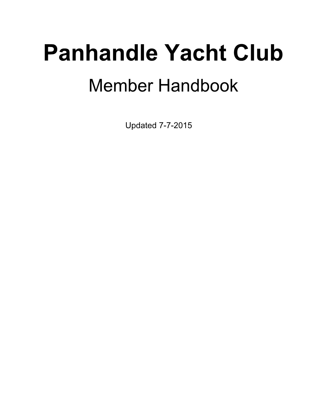 Panhandle Yacht Club Member Handbook