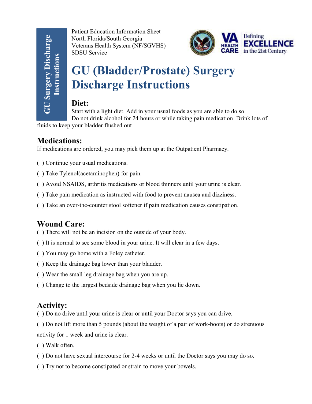 GU (Bladder/Prostate) Surgery Discharge Instructions