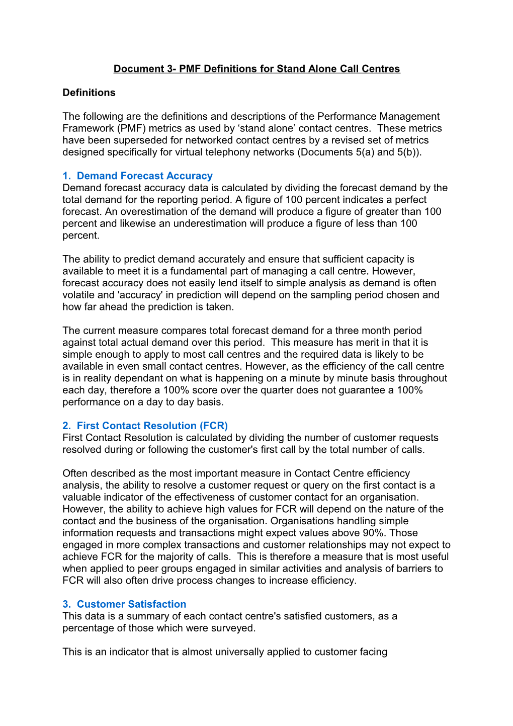 Performance Management Framework: Definitions