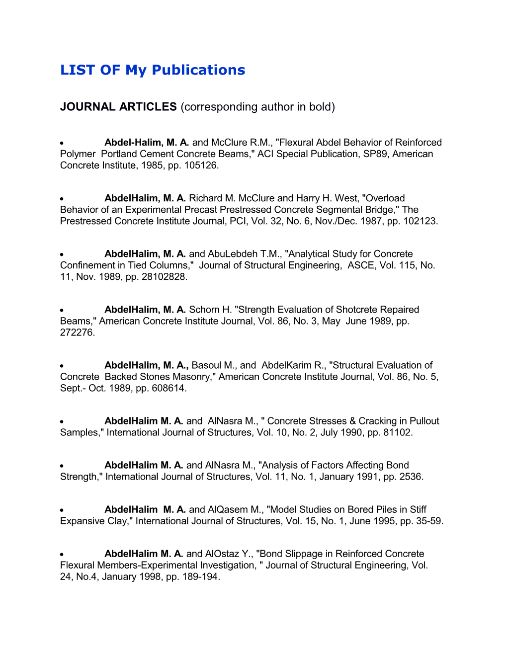 JOURNAL ARTICLES (Corresponding Author in Bold)