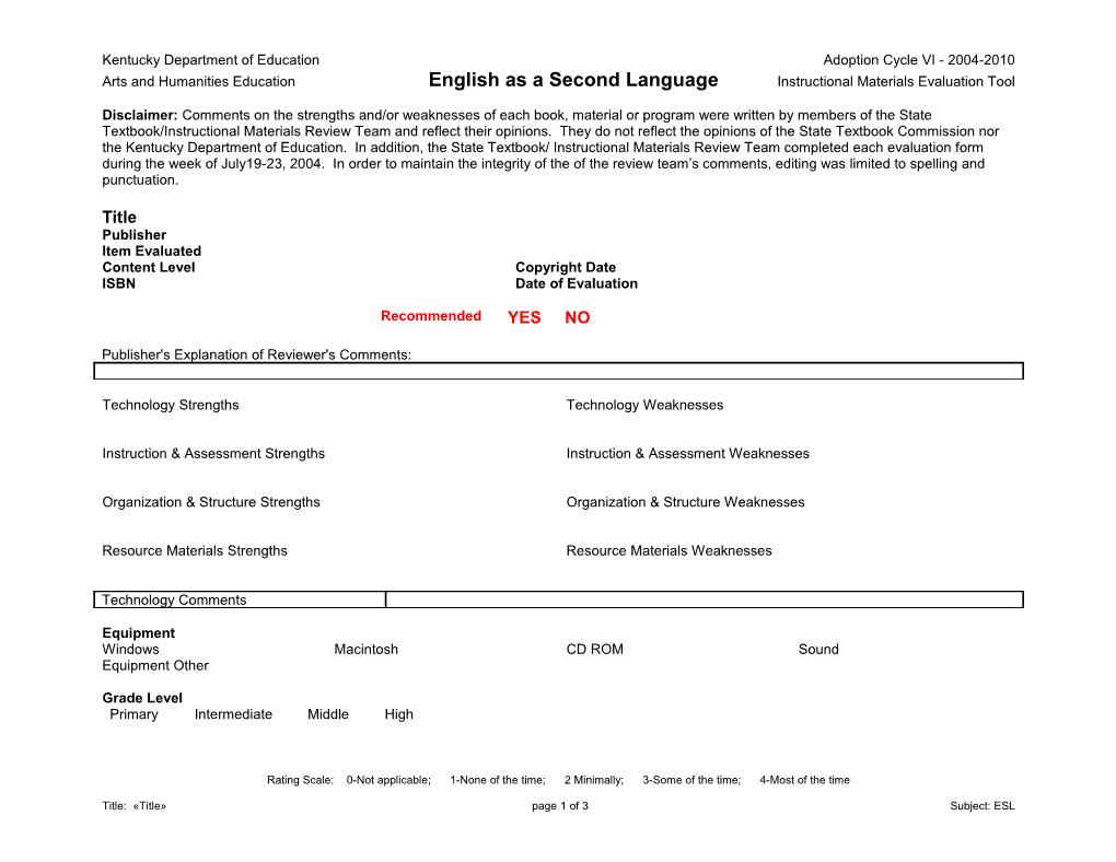 ESL Eval from 2005-2011