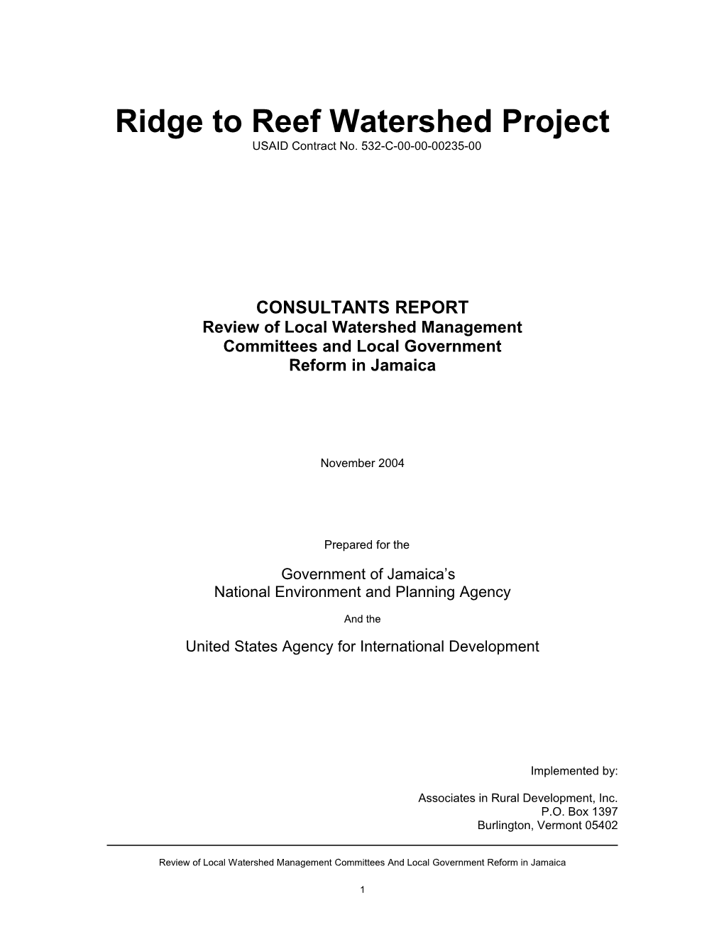 Ridge to Reef Watershed Project