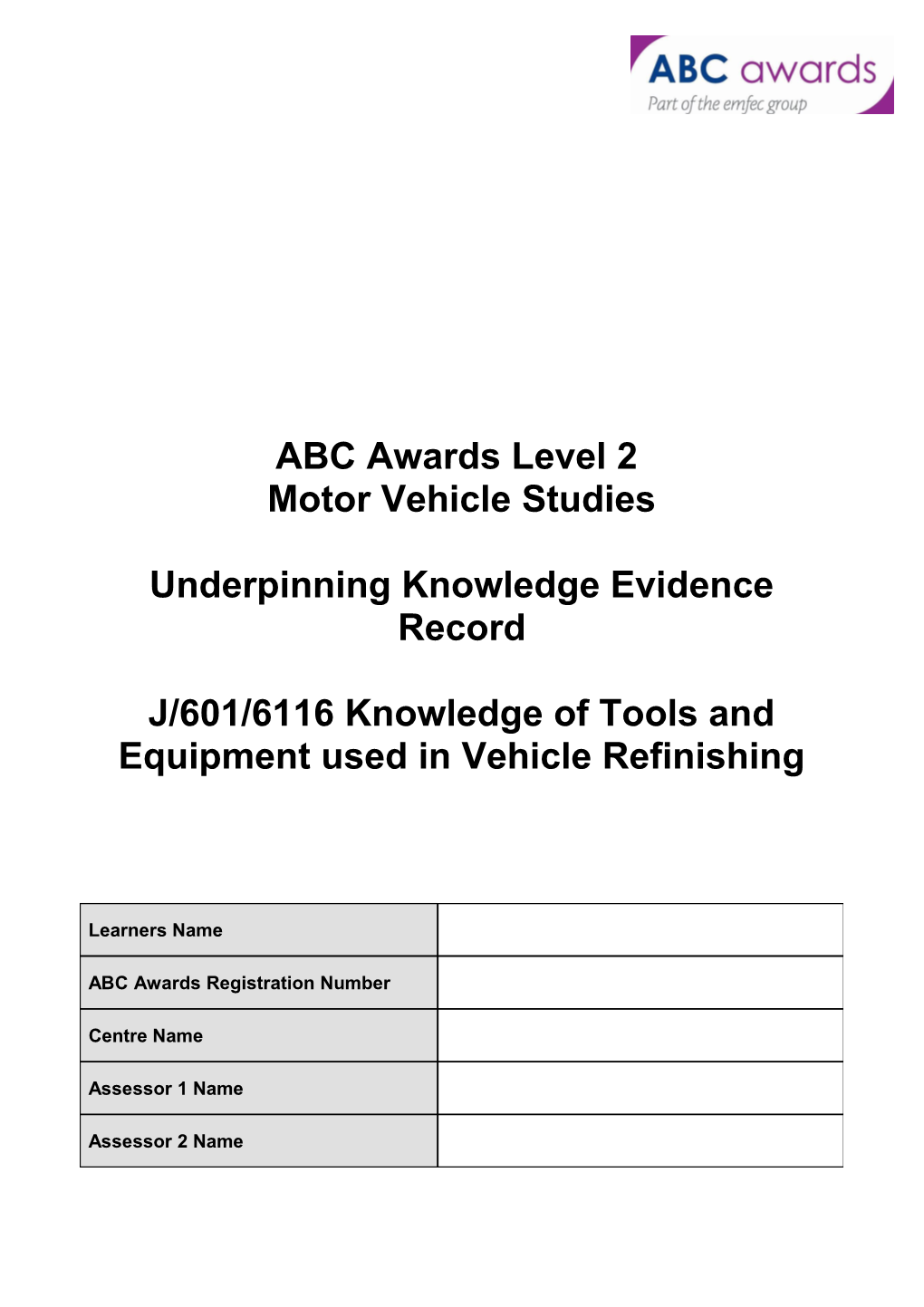 Level 2 Award in Motor Vehicle Studies