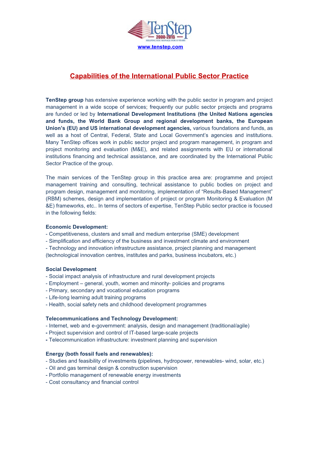 Capabilities of the International Public Sector Practice
