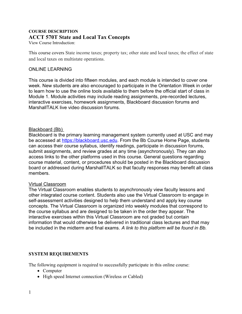 ACCT 570T State and Local Tax Concepts