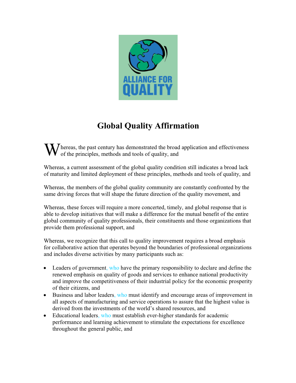 Global Quality Compact