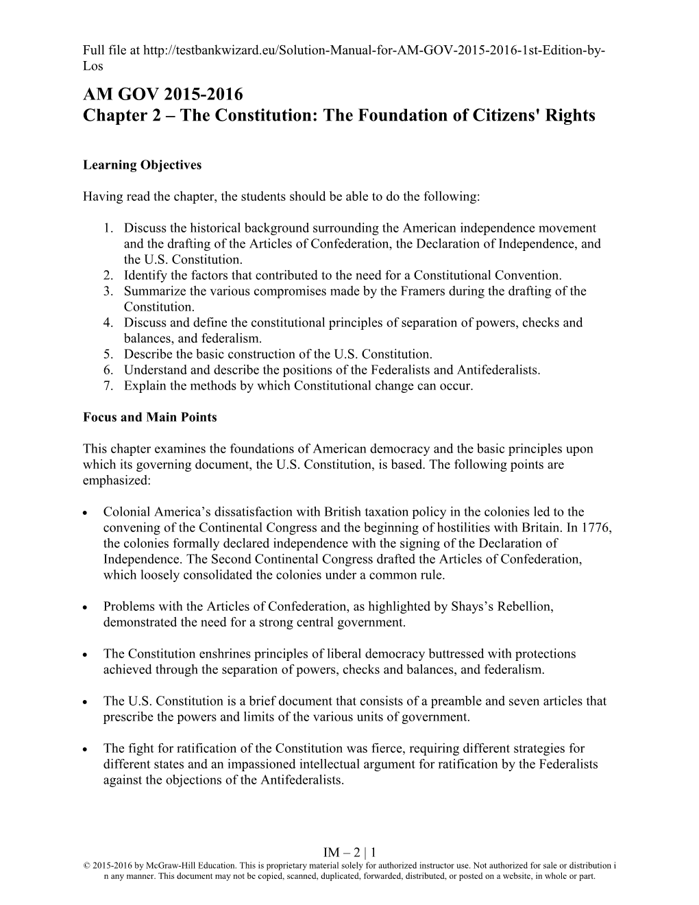 Chapter 2 the Constitution: the Foundation of Citizens' Rights
