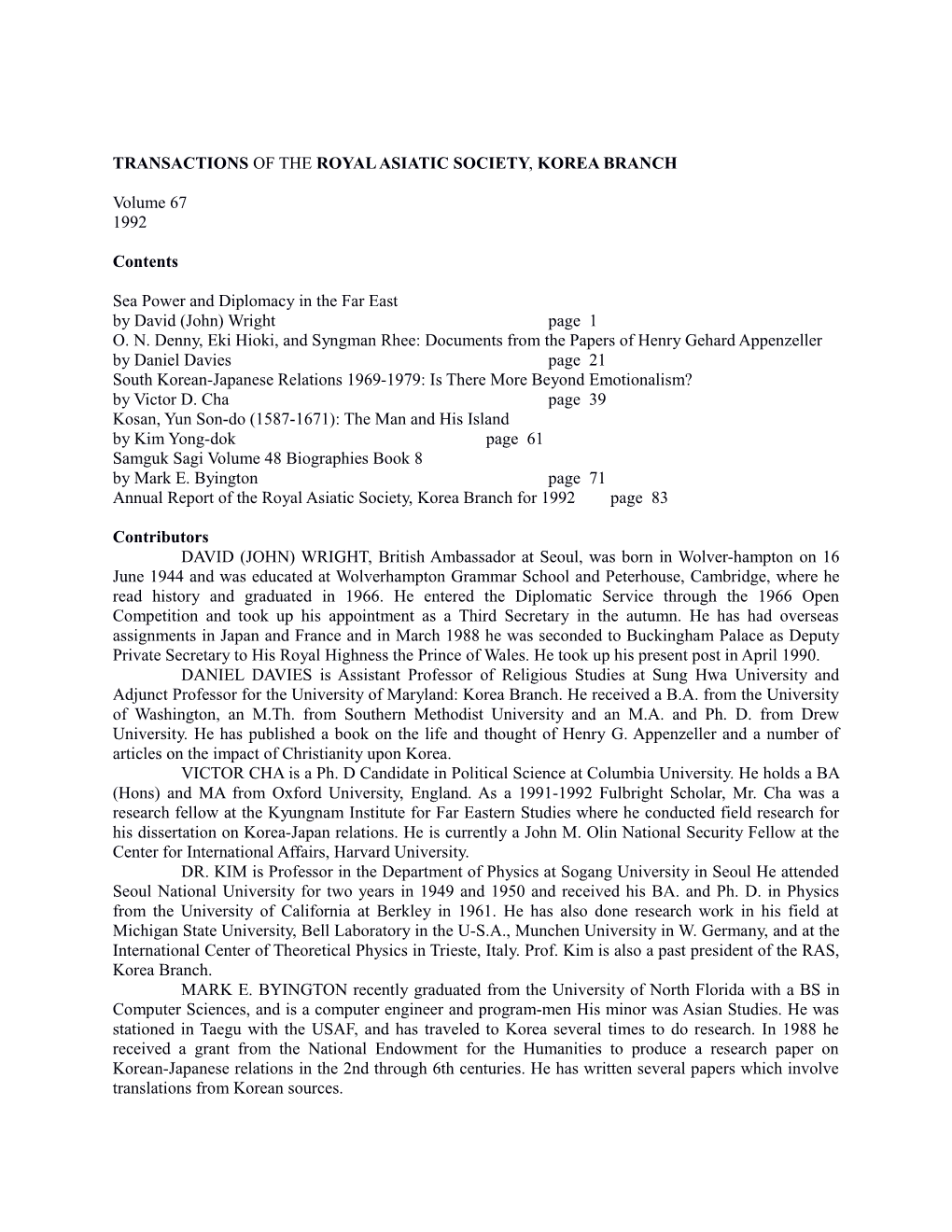 Transactions of the Royal Asiatic Society, Korea Branch s3