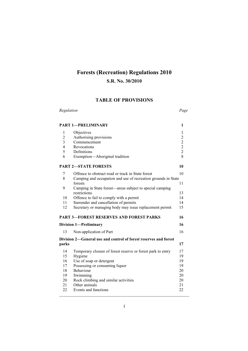 Forests (Recreation) Regulations 2010