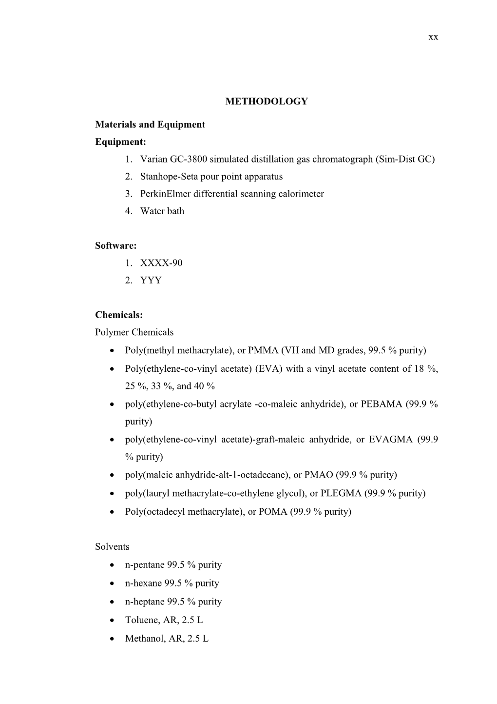 Materials and Equipment