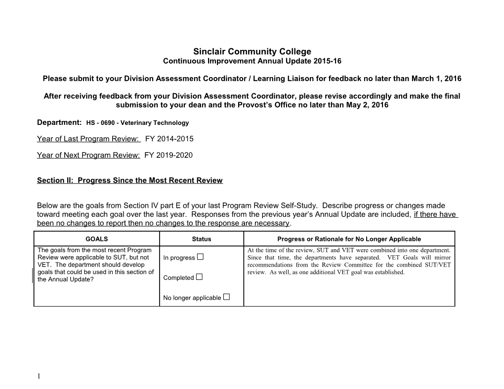 Continuous Improvement Annual Update 2015-16 s1