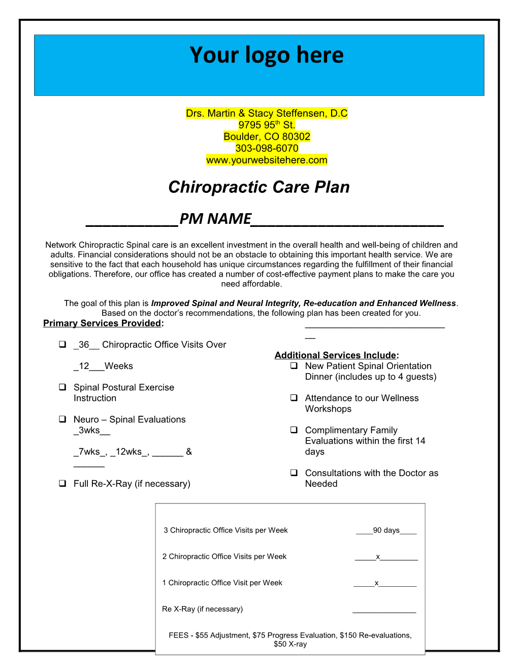 Chiropractic Care Plan