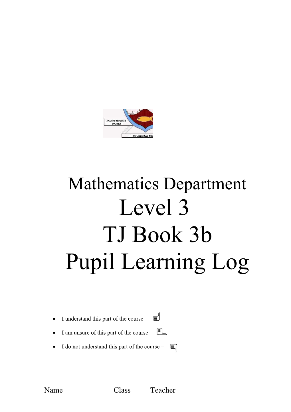 Level 3 Course Pupil Learning Log (Teejay 3B Book)