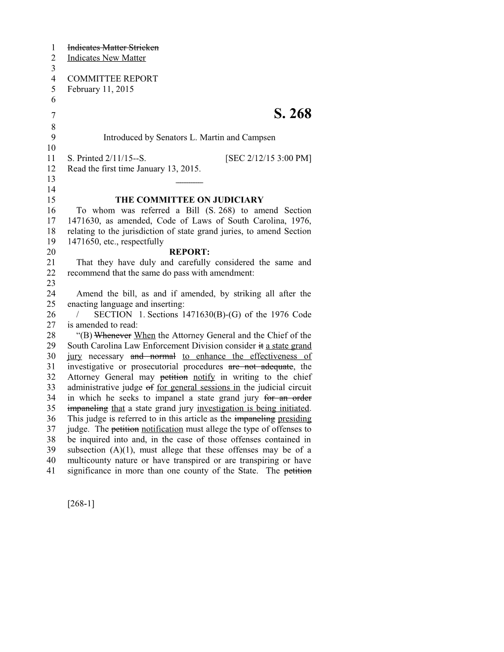 2015-2016 Bill 268 Text of Previous Version (Feb. 12, 2015) - South Carolina Legislature Online