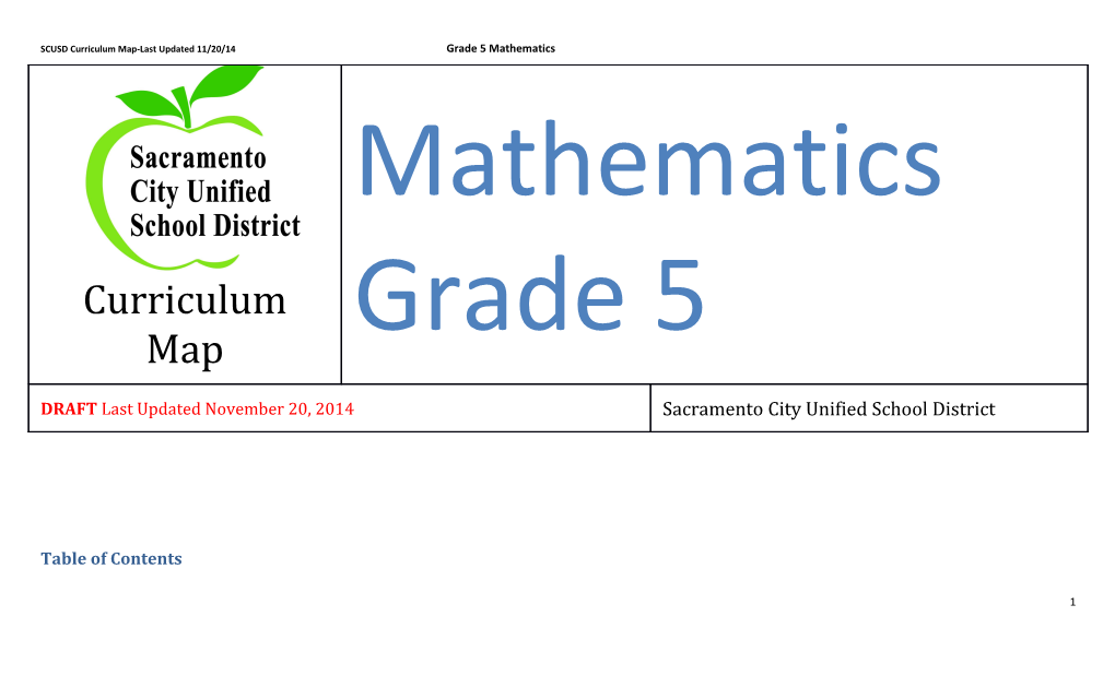 SCUSD Curriculum Map-Last Updated 11/20/14 Grade 5 Mathematics