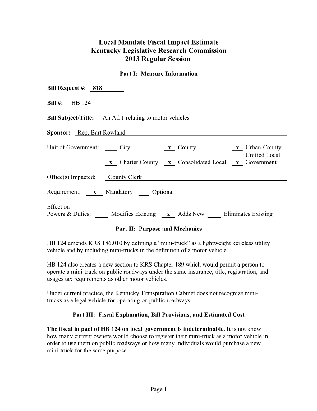 Commonwealth of Kentucky s61