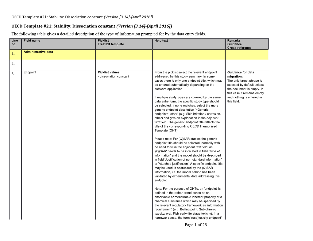 OECD Template #21: Stability: Dissociation Constant (Version 3.14 - April 2016 )