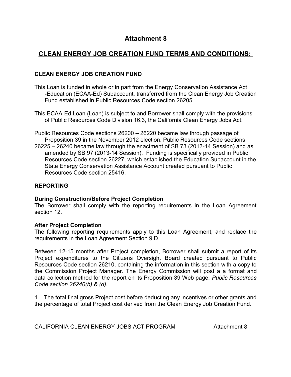 Clean Energy Job Creation Fund Terms and Conditions