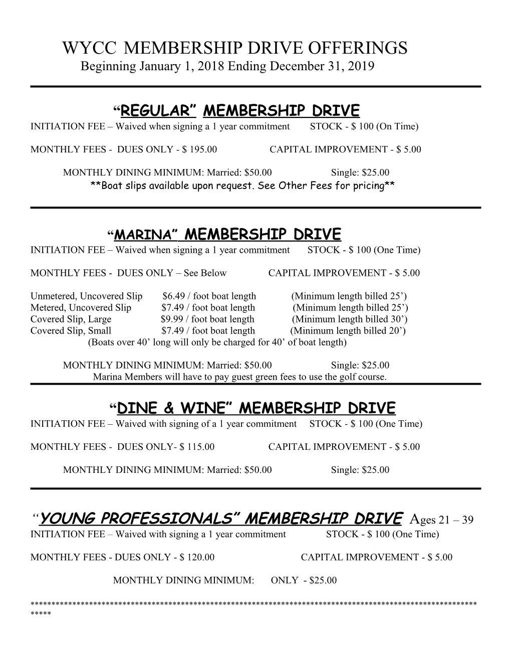 Wycc Membership Drive Offerings