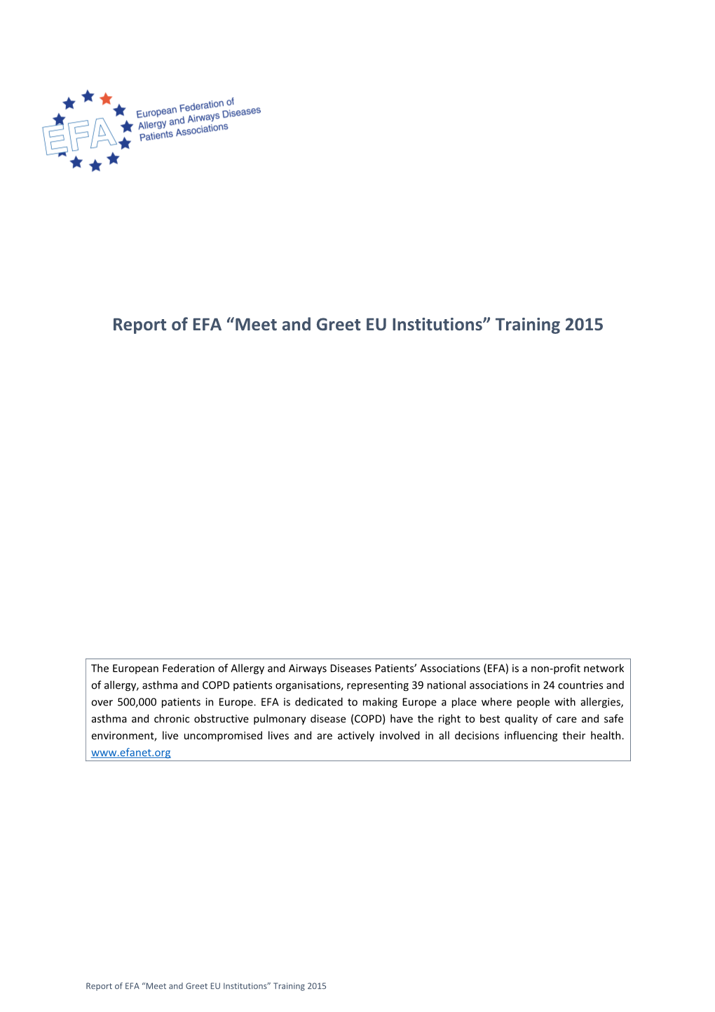 Report Ofefa Meet and Greet EU Institutions Training 2015