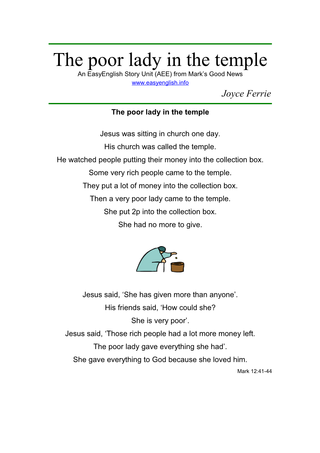 Free Bible Story Number 14 from Mark in Simple English