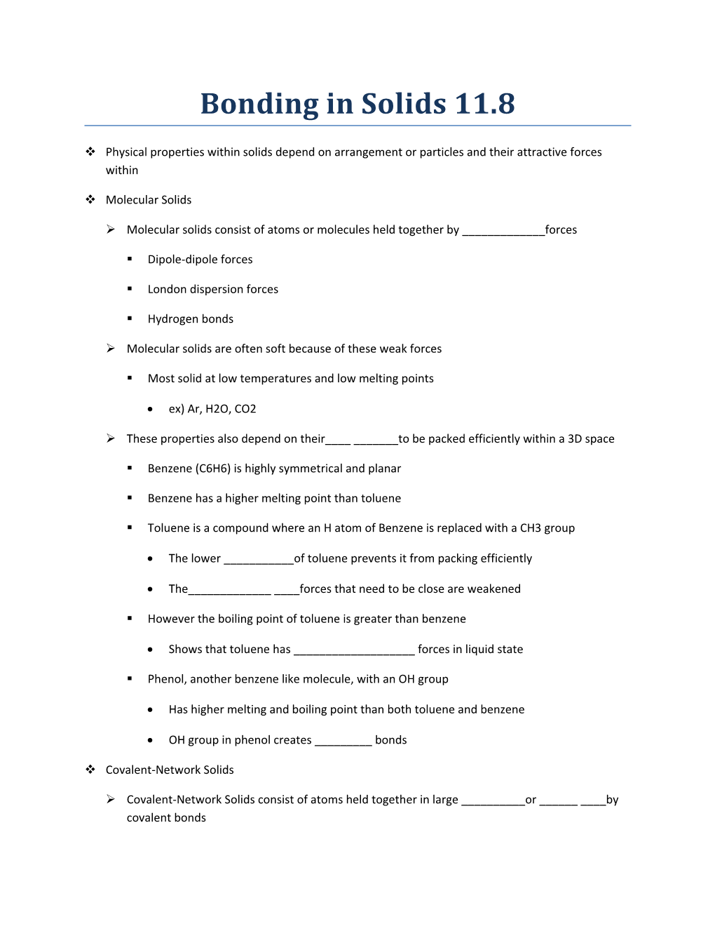 Bonding in Solids 11.8