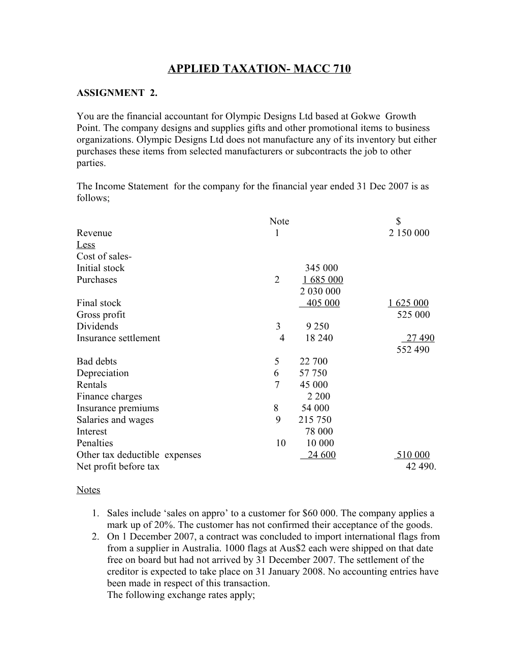 Applied Taxation- Macc 710