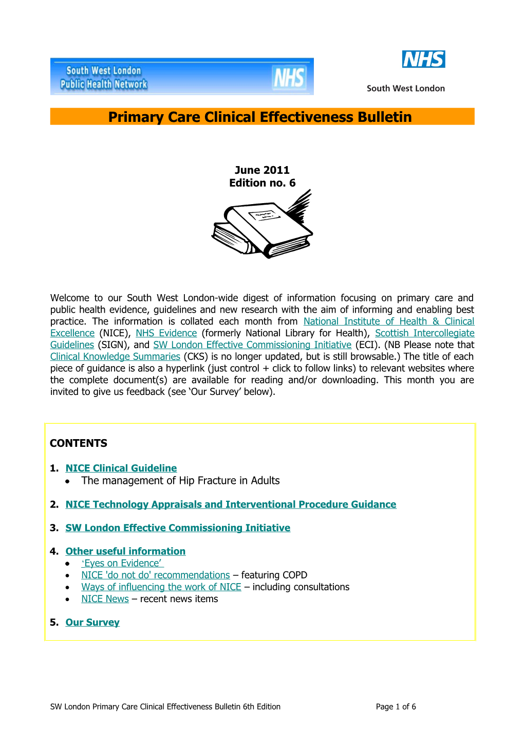 Primary Care Clinical Effectiveness Bulletin s1